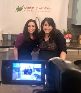 An image of Danielle and Debbie's Zoom cooking class