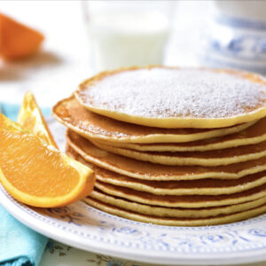 An up close image of pancakes with blend of anti-inflammatory spices