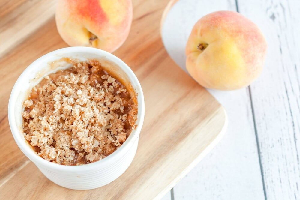 10 Minute Stovetop Peach Crisp with Canned Peaches Eat Well Crohn's Colitis